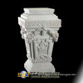 Antique Hand Carved White Stone Pedestal Sculpture